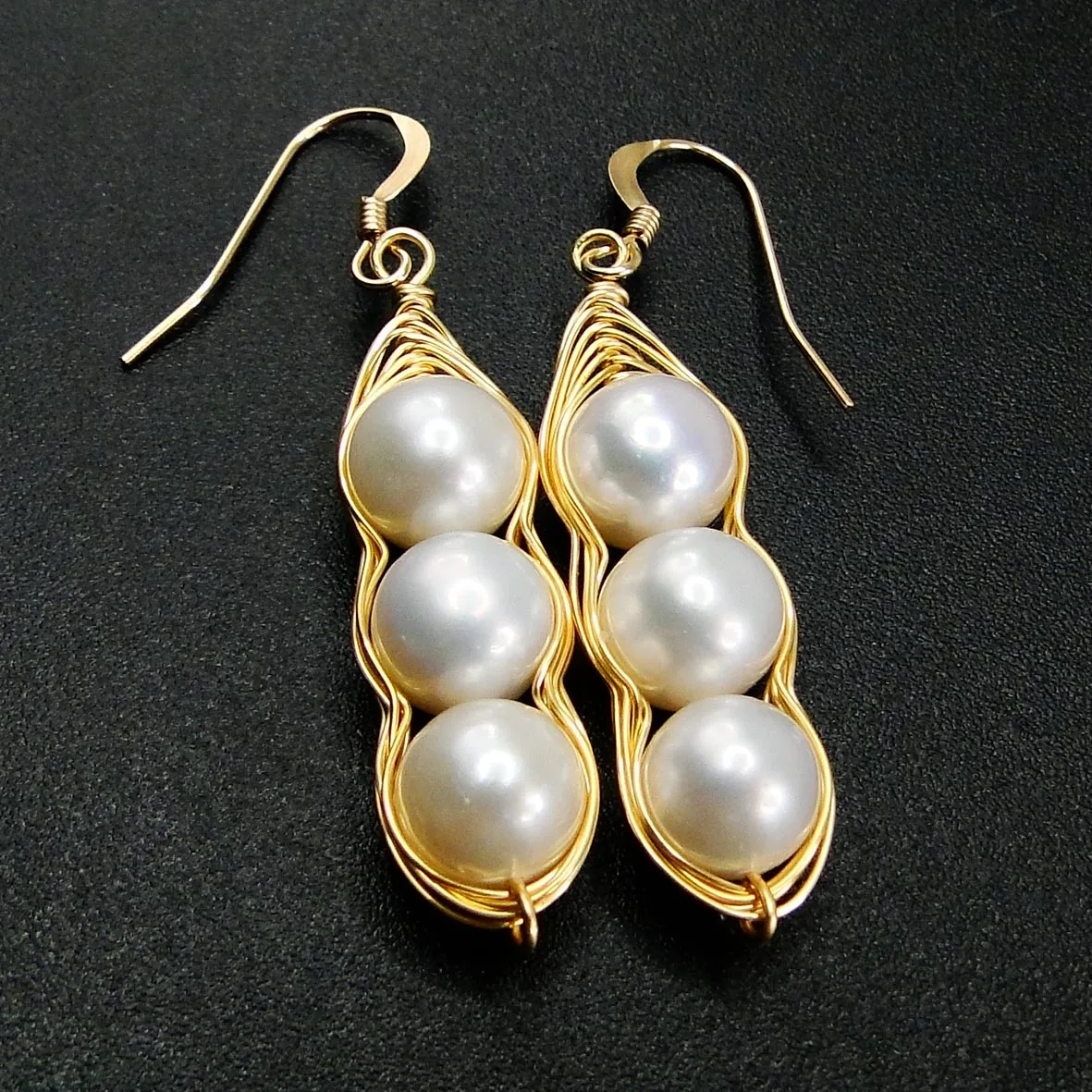 

High Quality Beautiful Natural Freshwater Pearl Peanut 14K Yellow Gold Filled Earrings For Women