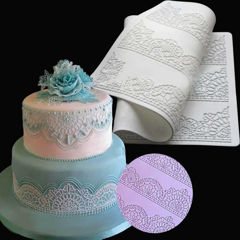 

Lace Flower Embossed Fondant Mould Cake Decorating Mold Sugarcraft Icing Mat DIY Fondant Cake Lace Mat, White