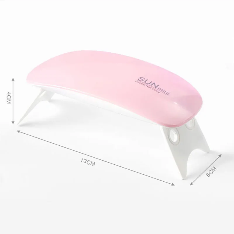 

Professional 6W Nail Dryer Machine Mini UV LED Lamp Portable USB Cable Nail Lamp for Drying Gel Varnish Polish Manicure Art Tool, White/pink