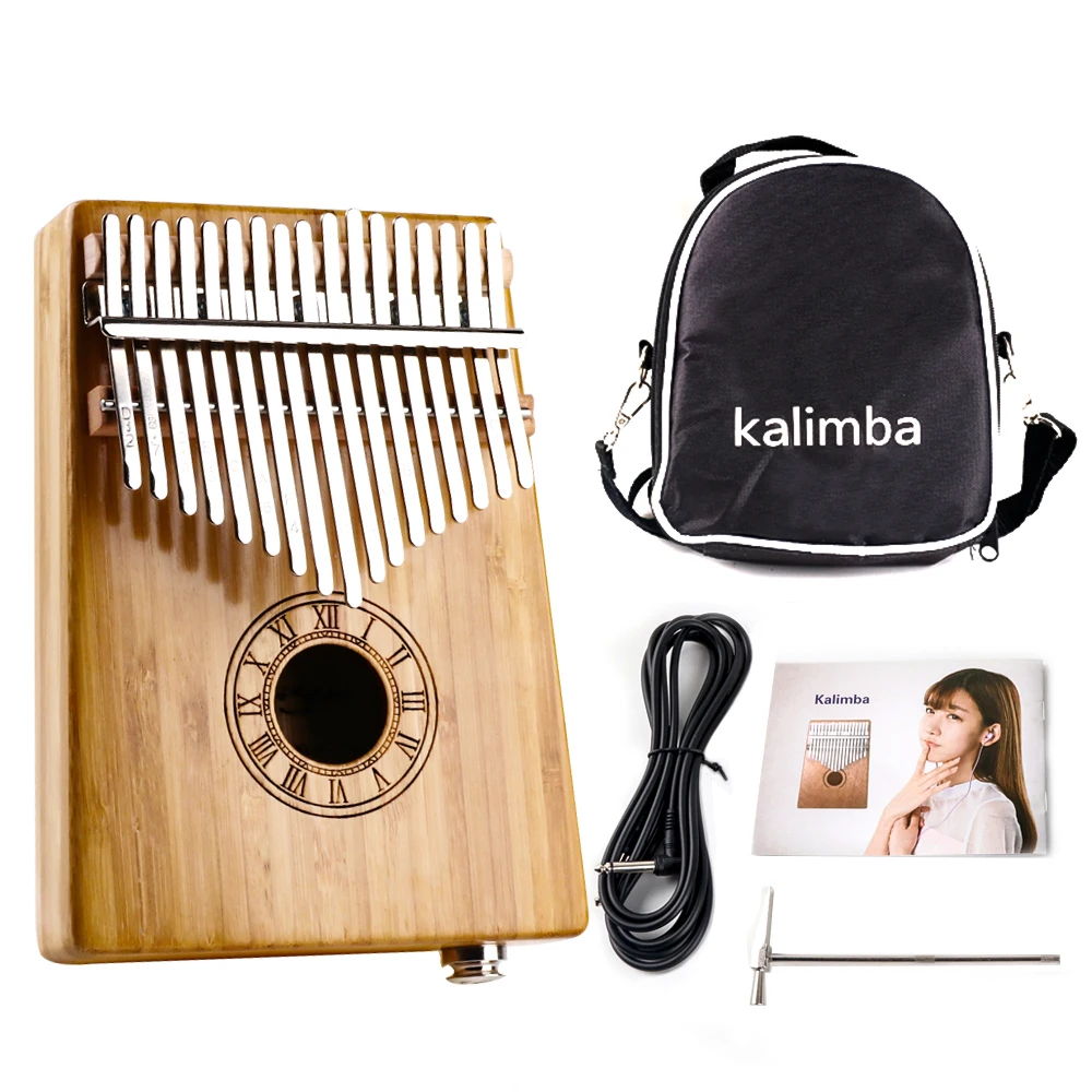 

Custom logo brand musical instruments C tone 17 KEY bamaboo electric thumb piano kalimba