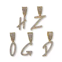 

High Quality stainless steel zircon hip hop cursive letter necklace alphabet