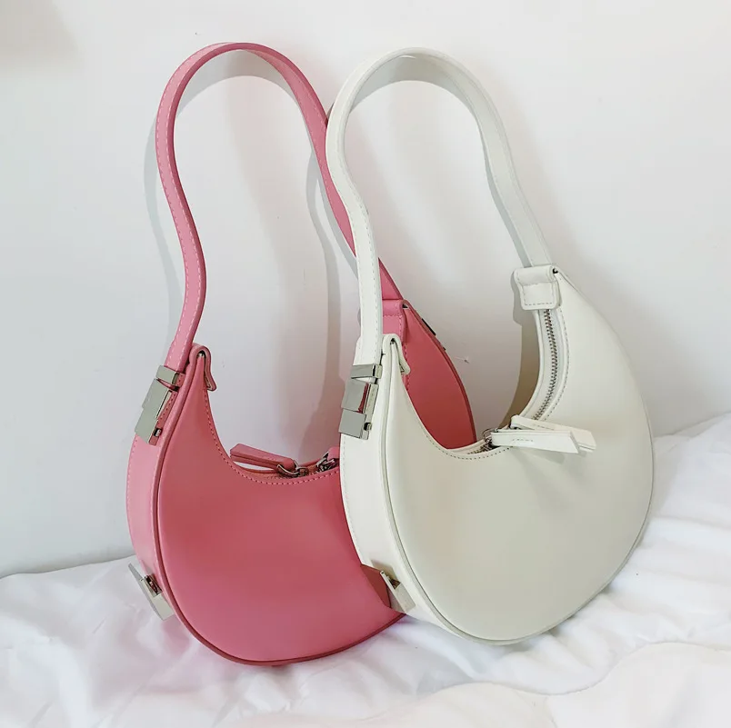 

Half Moon Design PU Leather Small Underarm Shoulder Bags 2021 New Women Brand Luxury Fashion Lady Party Handbags and Purses, As picutre
