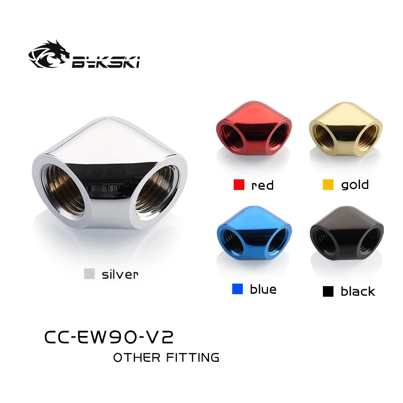 

Bykski Angled Fitting, 90 Degree Elbow G1/4 Thread, Water Cooling Connector 5 Colors, CC-EW90-V2, Blue,gold.red,silver,black 5 colors