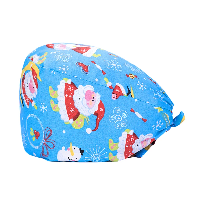 

Luxury Working Cap with Sweatband Bouffant Turban Hat with Buttons Tie Back Caps Christmas Scrub Cap Satin, Customized