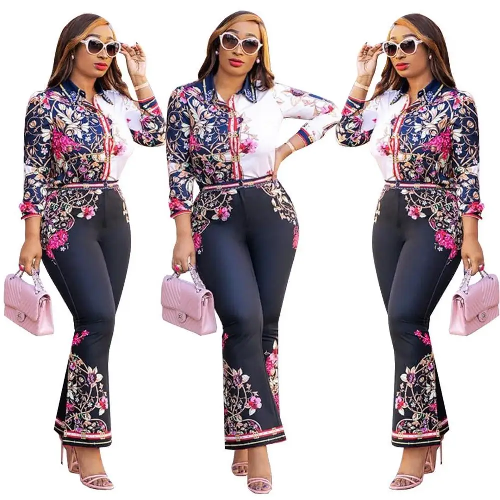 

African women printing dress set floral printed pants two pieces set for ladies formal wear, Picture color or customized