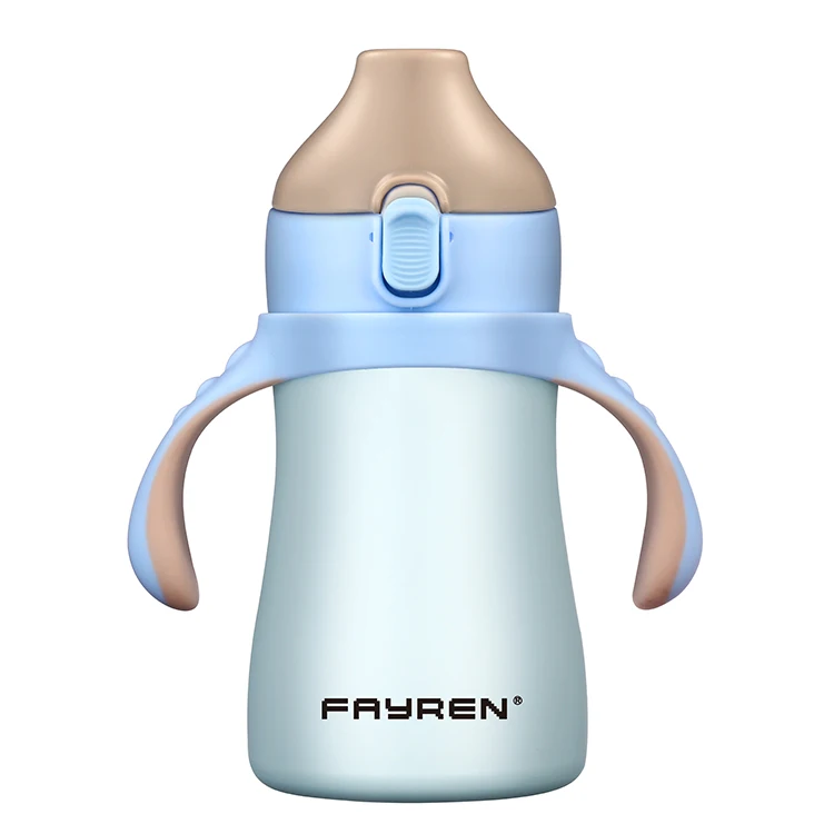 9Oz Double Wall Insulated Thermos Stainless Steel Baby Feeding Bottle With  Silicone Natural Vent Nipple