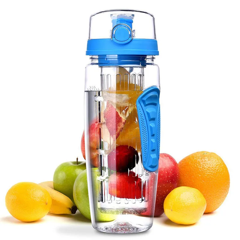 

plastic Durable Lemon Juice Tritan Fruit Infuser Bottle with Unique Leak Proof Sealed Cup Water Bottle, 5 colors for choose