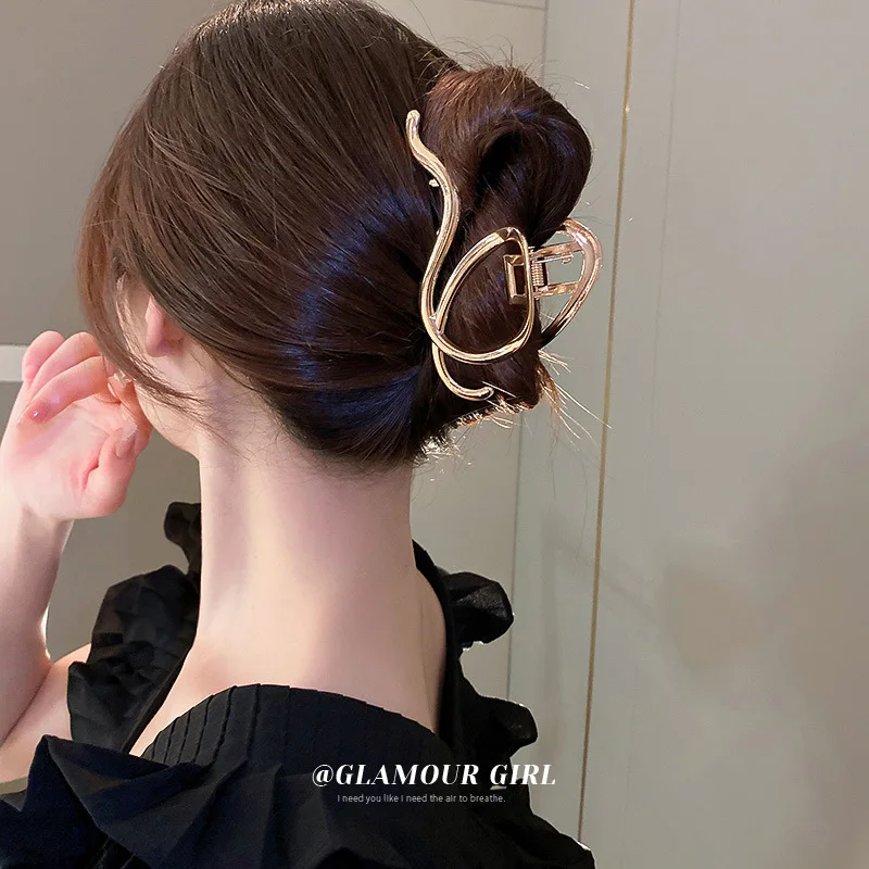 ganchos para el cabello hair clips Alloy Metal letter Q shaped geometric hairpin grab claw clip hair shark clips accessories