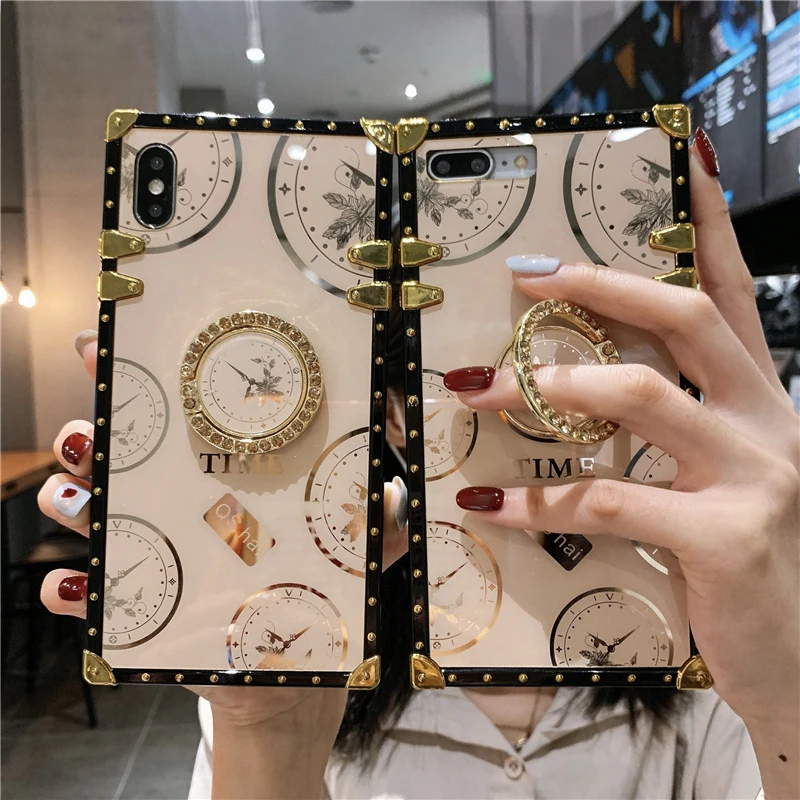 

Luxury Designer Pu Leather Square Phone Case Cover for women for iPhone 12 11 Pro Max XR XS 8 7 Plus