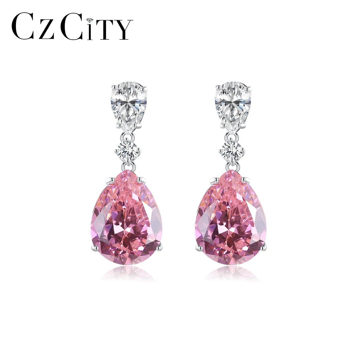 

CZCITY Luxury Earing Diamond Hanging Accessory Western 2021 Vintage Stone Tear Drop Evening Earring for Woman