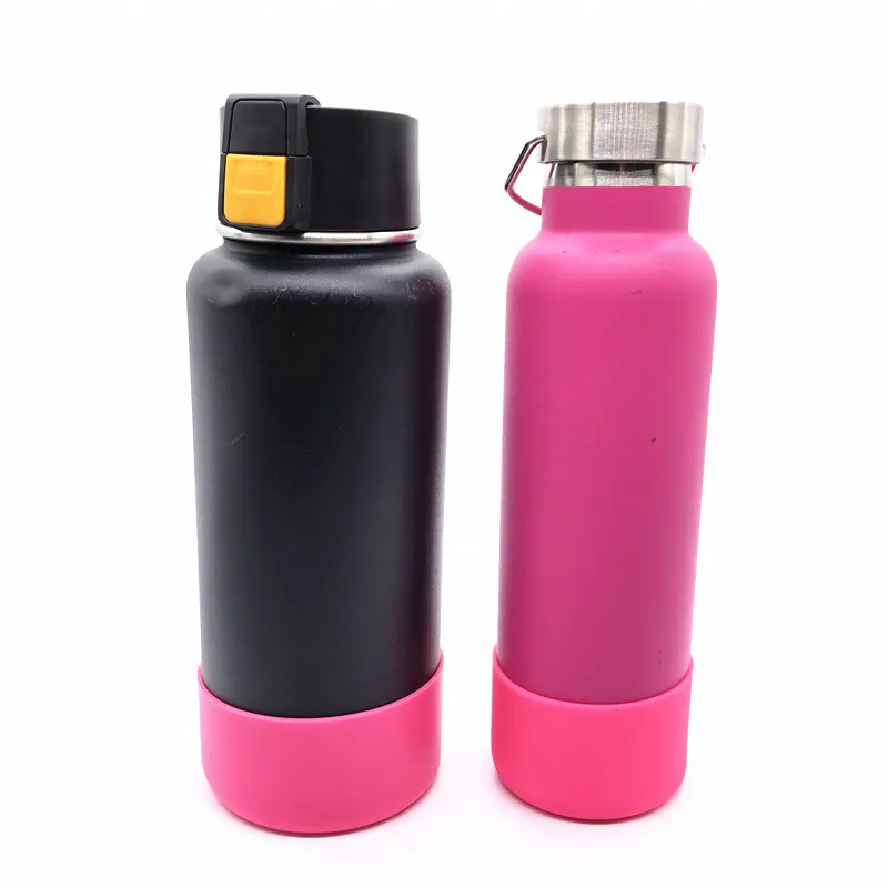 

Free shipping 12 colors silicone flex boot anti-slip bottom sleeve for 12oz - 40 oz wide mouth sport water bottles flask, Remark the color when you order
