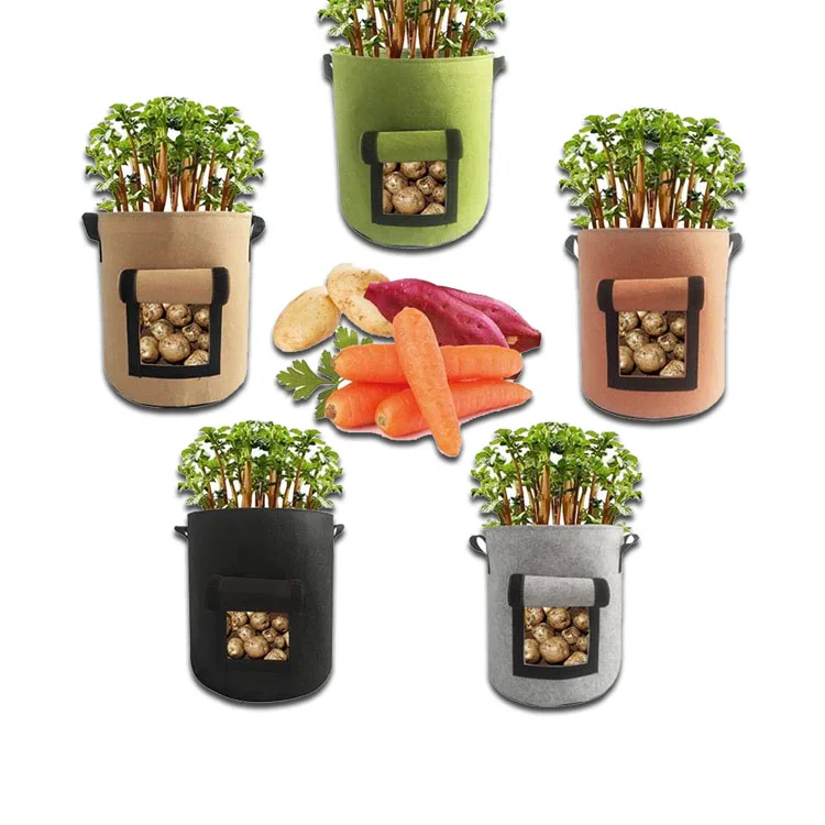 

cheap handmade recycled felt large plant grow bags round planter pots Felt nonwoven flower pots, Black, green gray, or as the color card