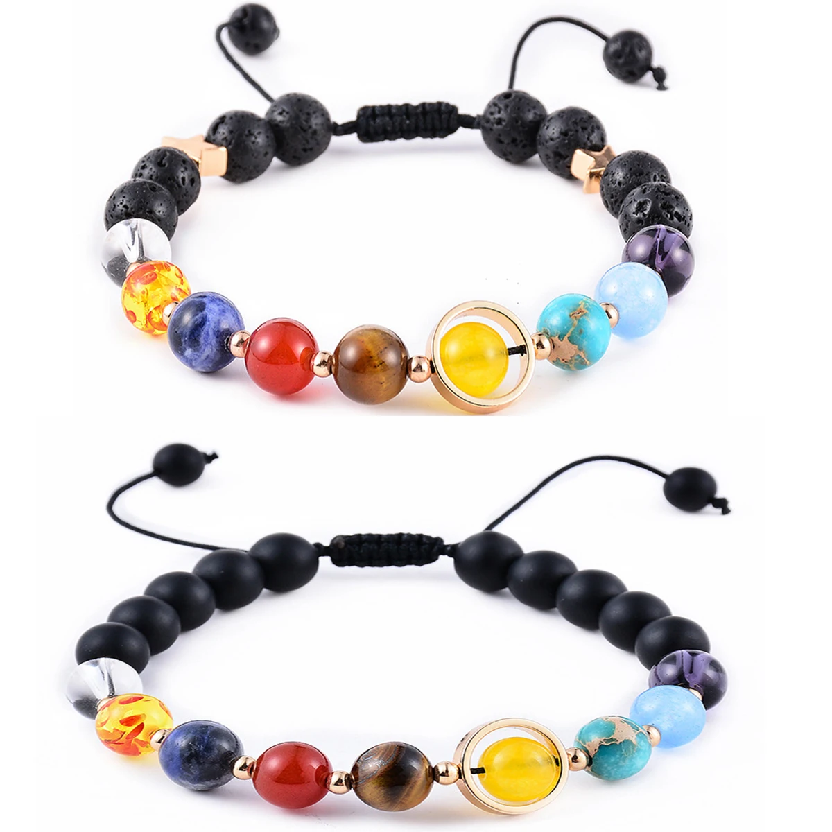 

2021 Hot Sale Fashion Jewelry Natural Solar System Stone Beaded Bracelet Galaxy Solar System Eight Planets Braided Bracelets, Colorful