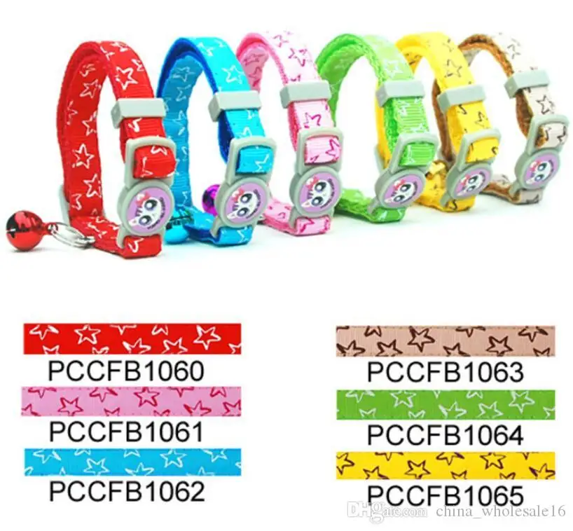 

12pcs/lot Quick Release Collar Nylon Kitten Break Away Safety Puppy Small Dog Collars With Bell Multi Colors