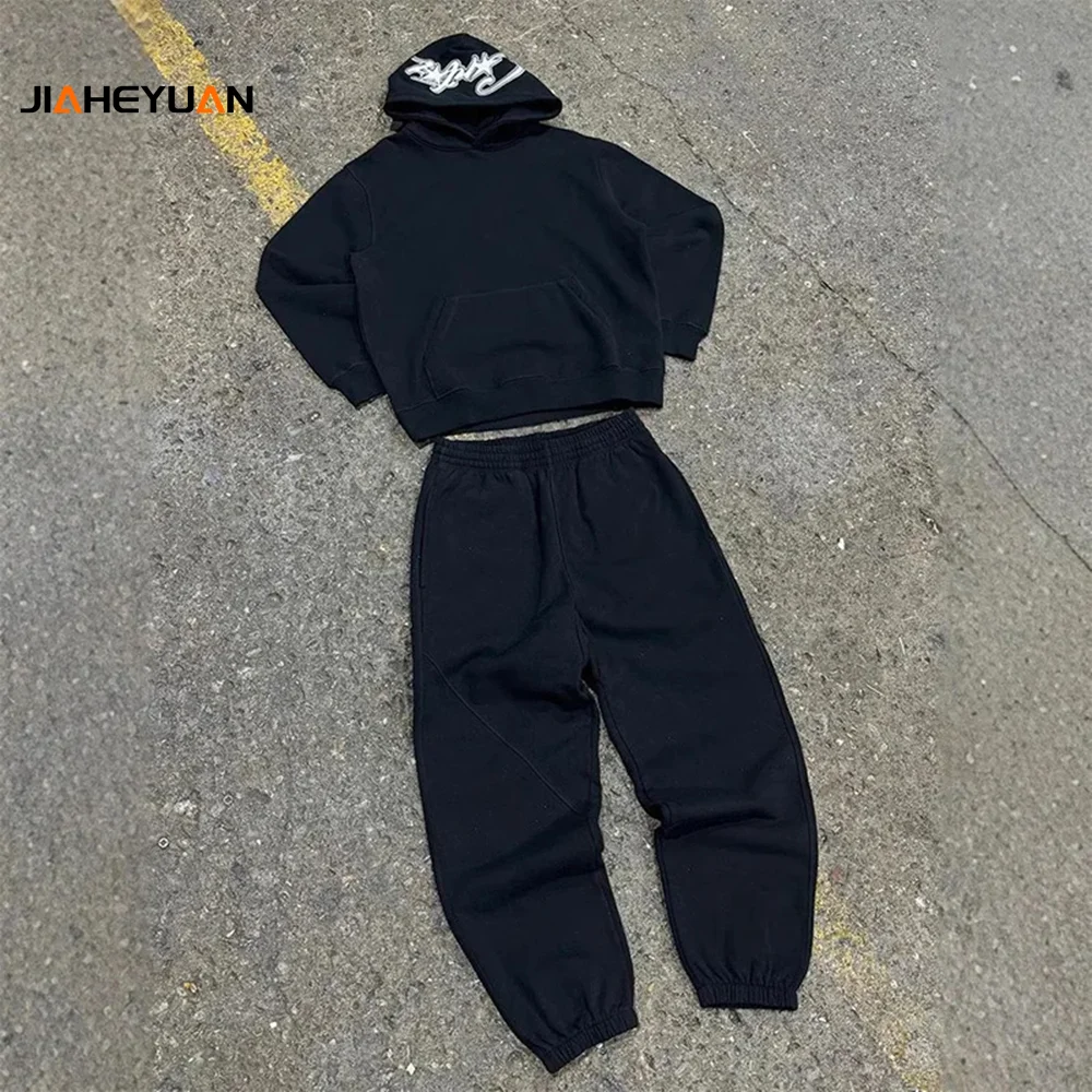 Custom Streetwear 400Gsm Pullover Hoodie Men High Quality Oversized Two Piece Sweatpants and Hoodie Set Men Tracksuits