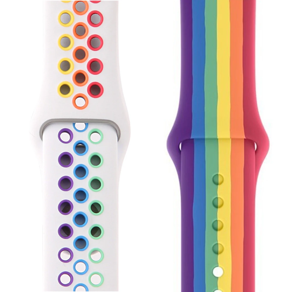 

RYB Pride Edition 41mm Rainbow Silicone Sport Band Strap for Apple Watch Series 7 SE 6 5 44mm 45mm, 9 colors