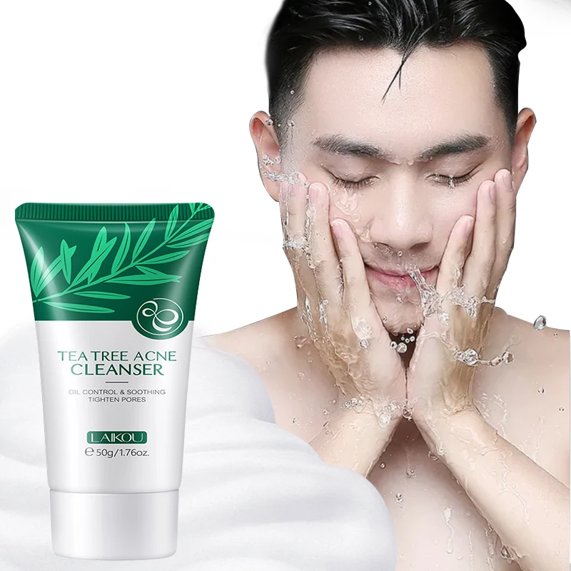 

Laikou tea tree acne removing oil controlling skin deep cleaning claming soothing pores tightening essence oil facial cleanser