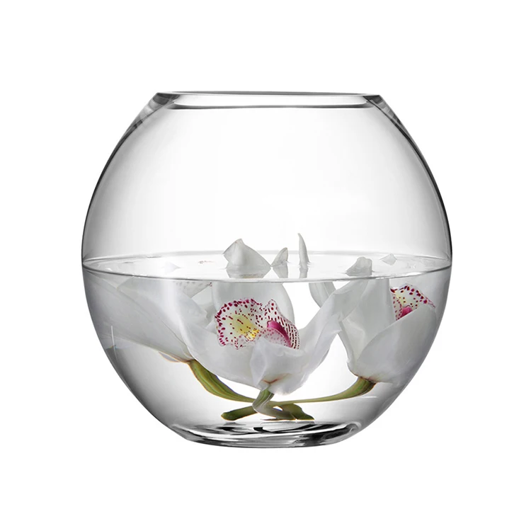 

Big spherical wide mouth round spherical clear glass flower vase