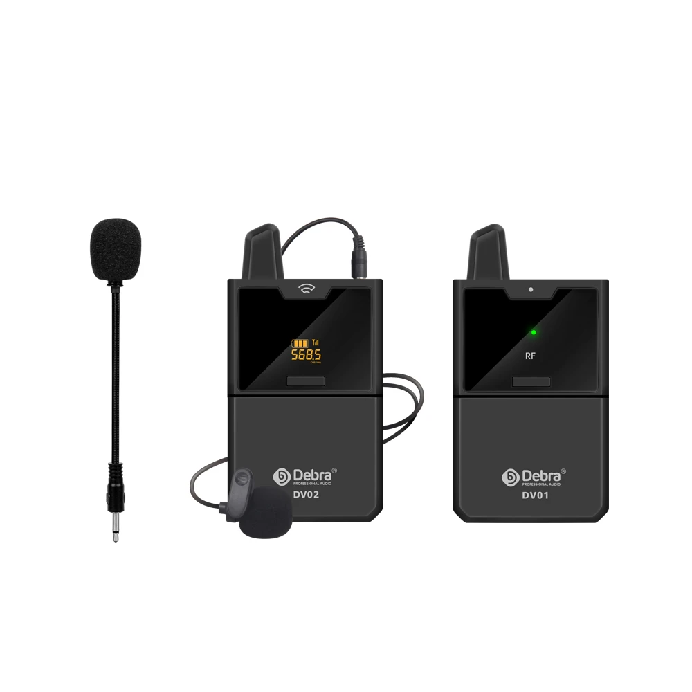 

Debra Audio Single Channel UHF Wireless Lavalier&Short Handheld Microphone With DSLR camera Smartphone recording Interview live