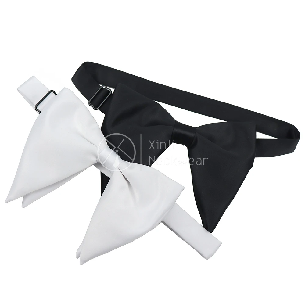 

Big And Tall Gift Black White Satin Bowties Oversized Large Tuxedo Wedding Bow Tie Luxury Bowtie Collection For Men