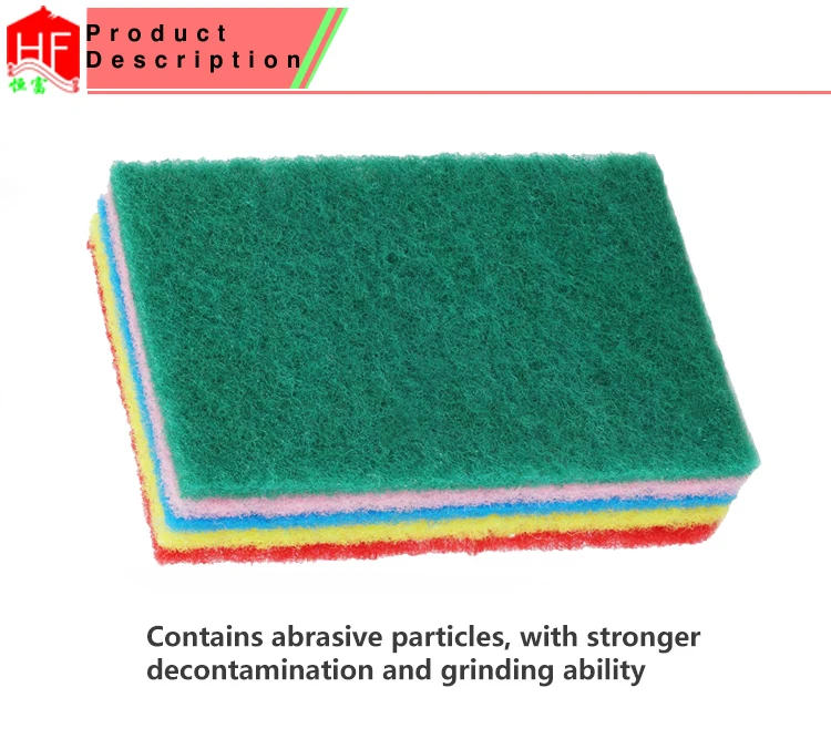 Kitchen Cleaning Nylon Abrasive Heavy Duty Scrub Sponge Green Scouring