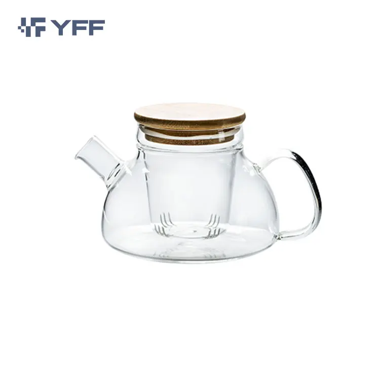

1000 ML Clear Borosilicate Glass Tea Pot Set, Heat Resistant Clear Glass Teapot Bamboo Lid with Ceramic Tea Warmer, Transparent