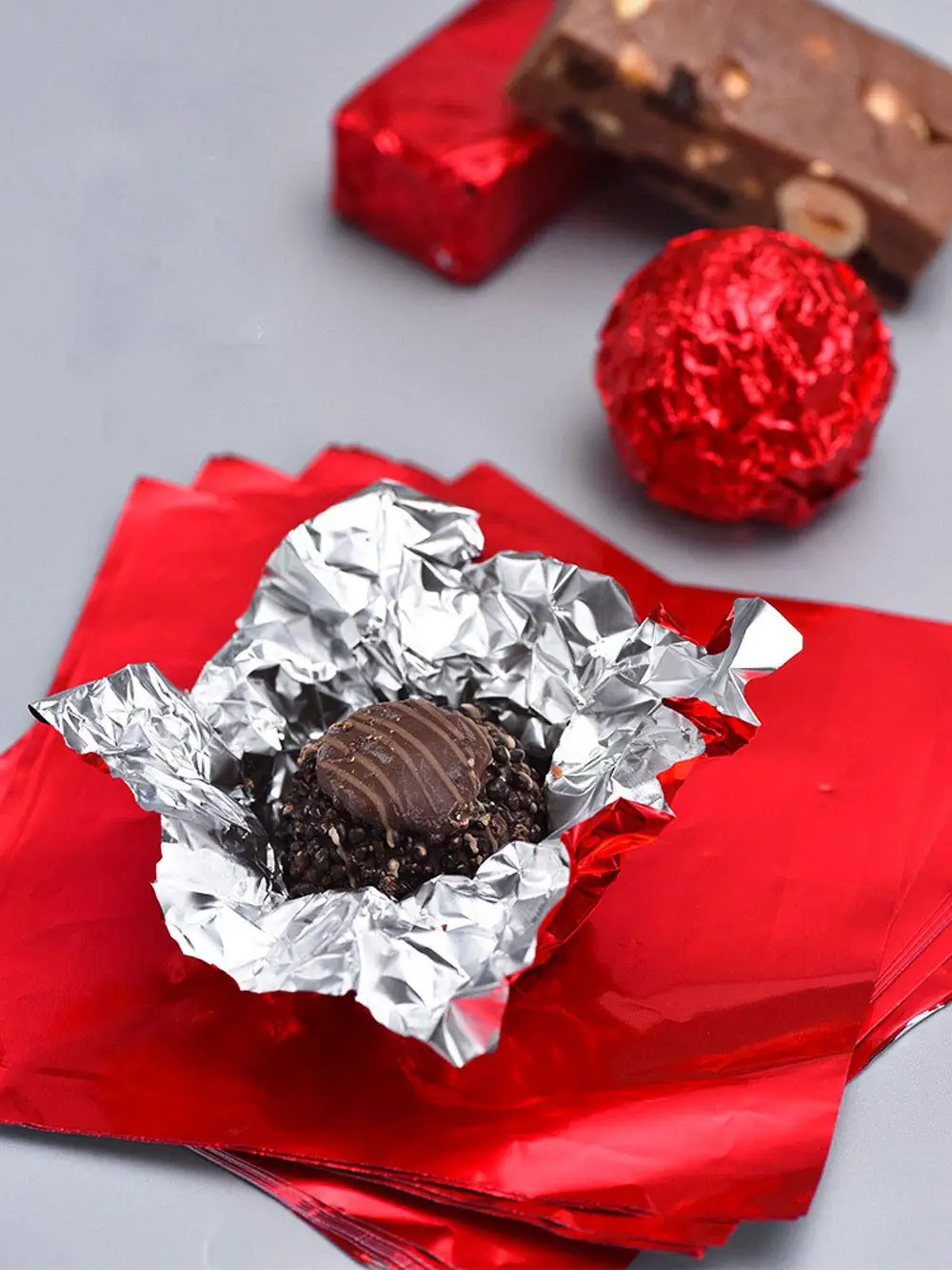 Custom Color Chocolate Wrapping Red Aluminum Foil Chocolate Bar Wrapper
