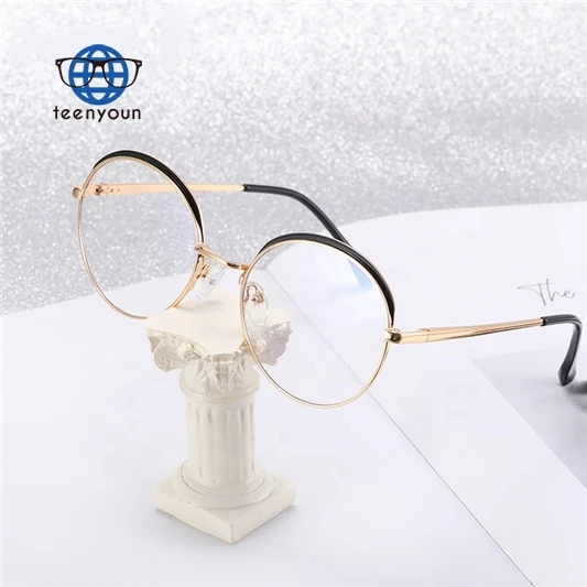 

Teenyoun Eyewear Prescription Optical Lens Fashion Round Metal Frame Glasses Anti Blue Light Eyeglasses For Student