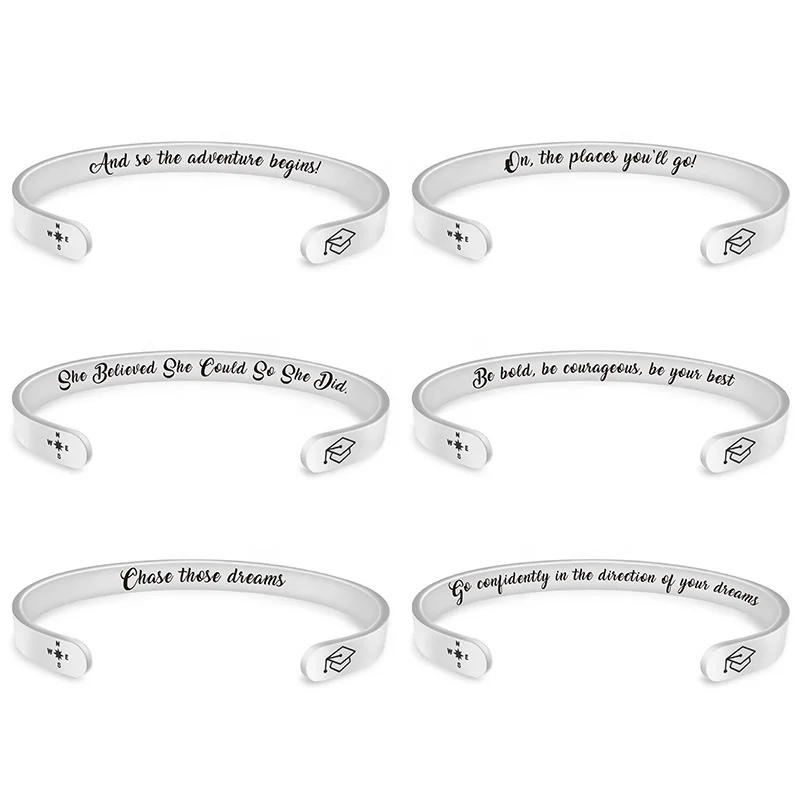 

Personalized Gift Engraved Inspirational Bracelet Stainless Steel Cuff Bangle