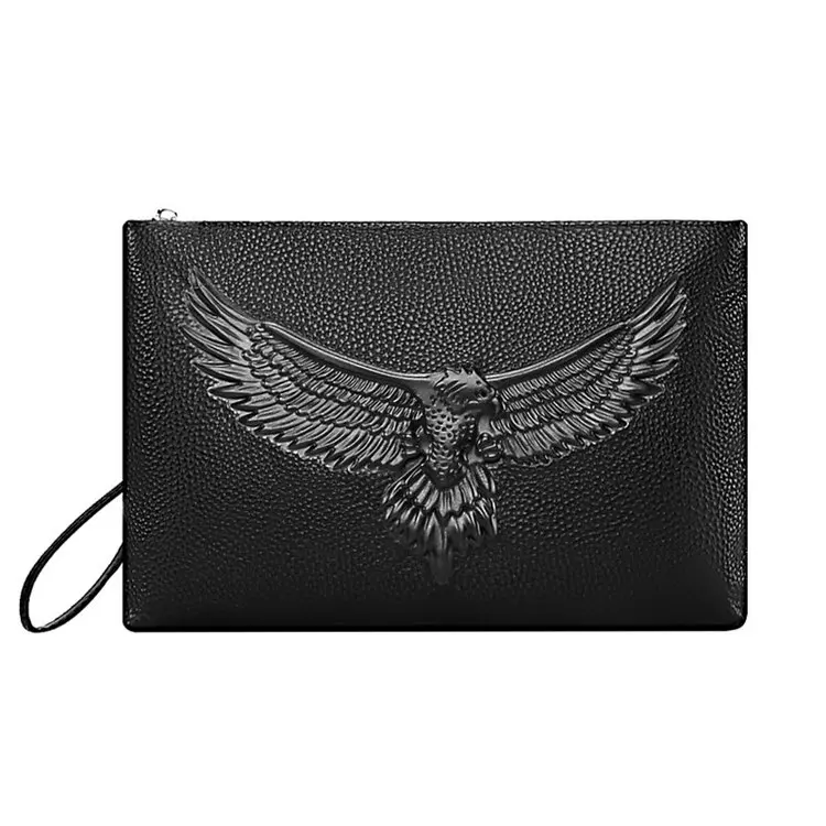 

Genuine leather Handbags for Men Large Purse Evening Clutch Bag Luxury Wristlet Wallet Black