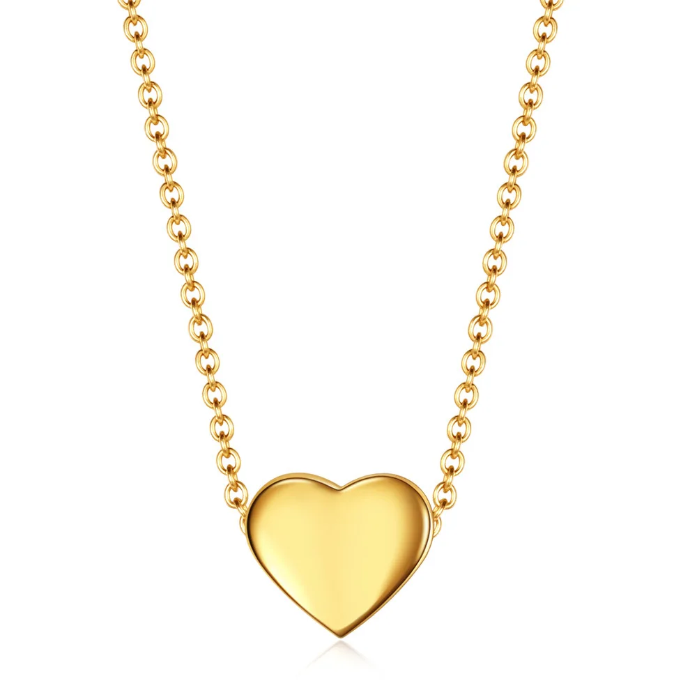 

18K Gold Plated Stainless Steel Blank Heart Shape Necklace Custom Logo Heart Pendant Necklace, As pic show