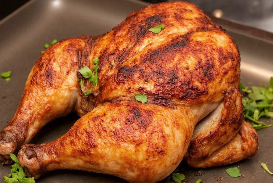 Chicken roasting over charcoal grill