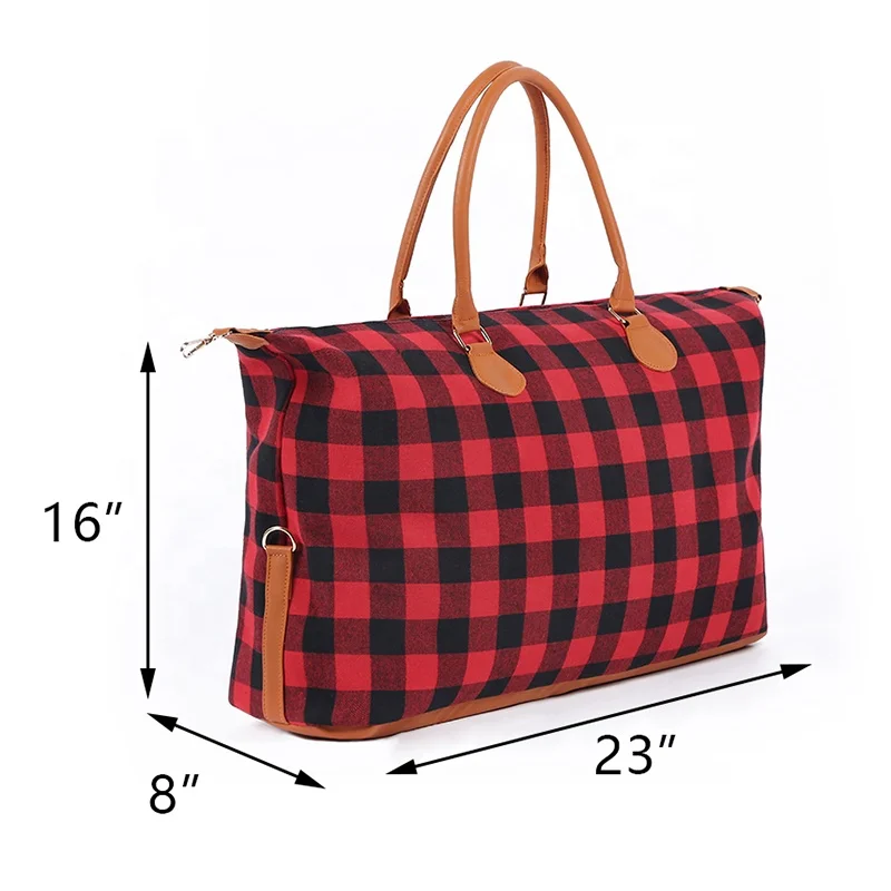 

Classic Womens Weekender Bag Travel Wholesale Personalized plaid Weekender Tote Bag, As pics show