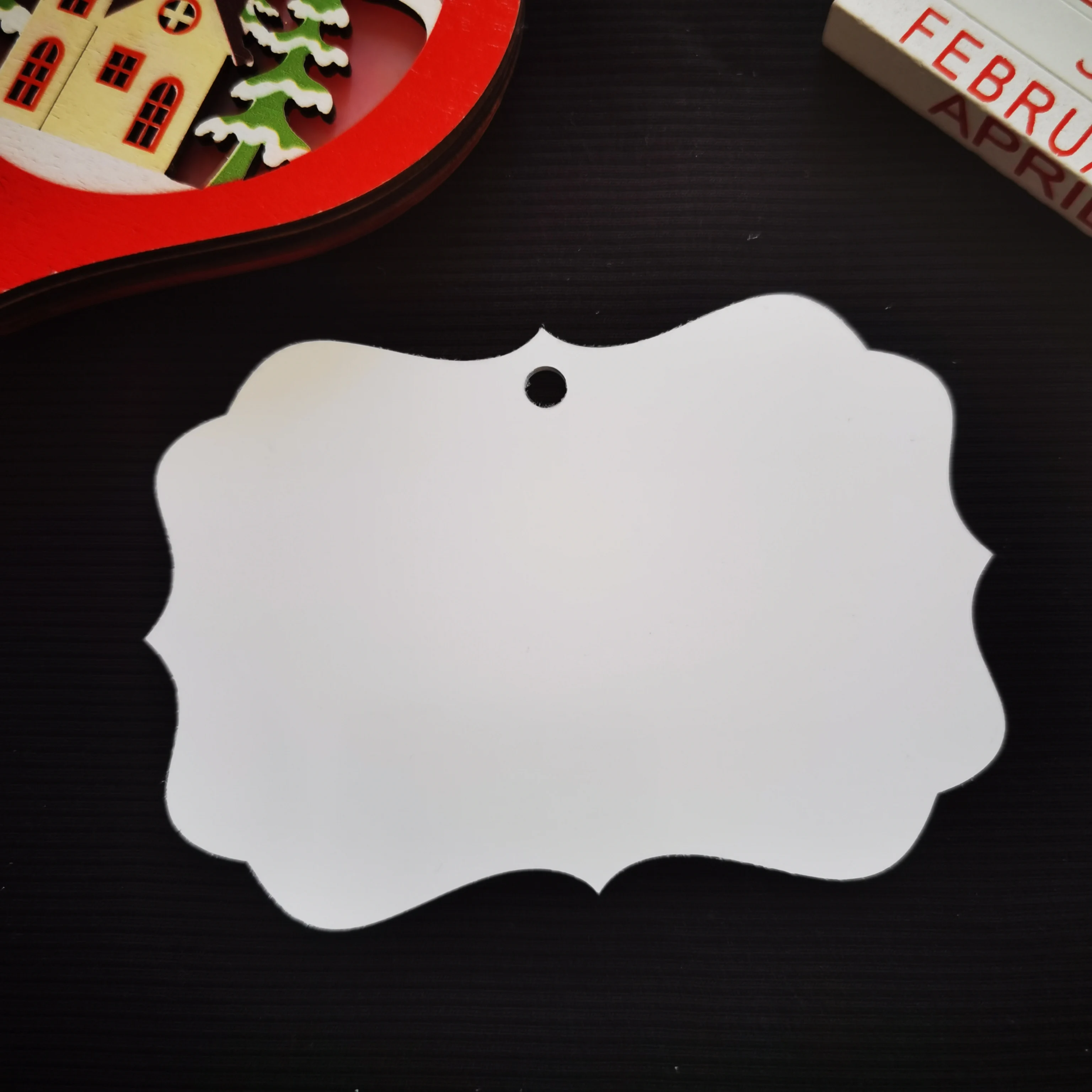 Customized Gloss White Sublimation Aluminum Ornaments Double Sided