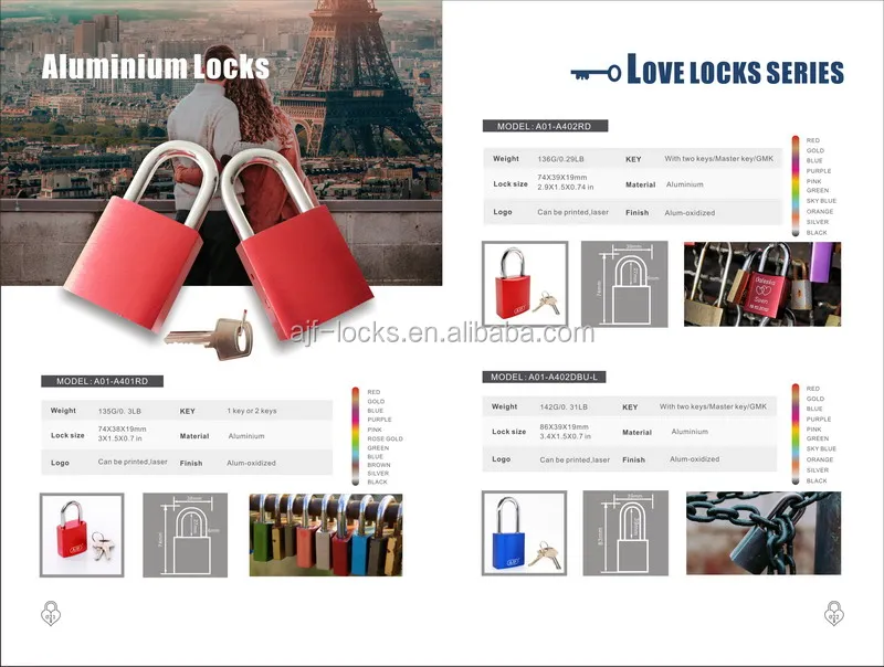 AJF Padlock Safety Outdoor Lockout Locks Love Locks Aluminum