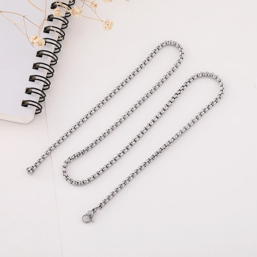 

High Quality Shiny Double Square Linked Twist White Gold Plated Necklace Chain For Diy Jewelry