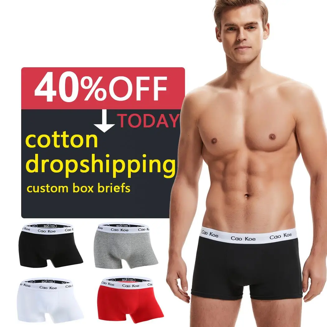 

Drop Shipping new design low MOQ custom pure cotton fabric European Underwear Men Classical Cotton Boxer shorts