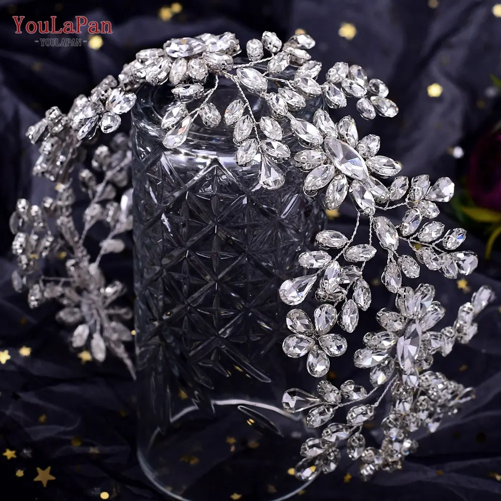 

YouLaPan HP408 2022 New Rhinestone Women's Crystal Tiara Hair Accessories Luxury Boho Bridal Party Wedding Tiara Crown, Silver