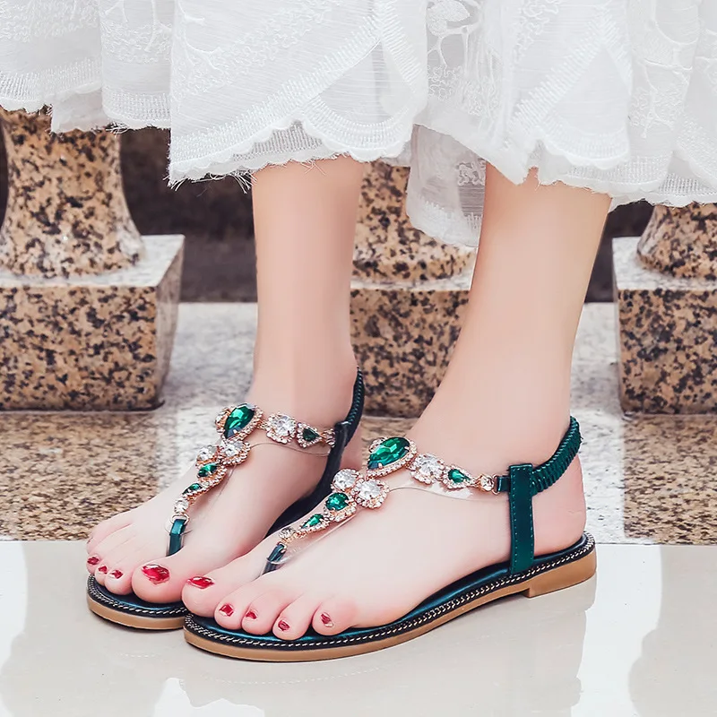 

Summer fashion sandals and slippers women's shoes sandals Rhinestone flip flops summer new flat sandals