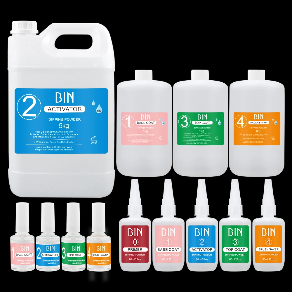 

BIN Hot Selling Dipping Liquid dip Base Top Activator Saver Brush Dip powder System For Dip Nails