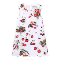 

RTS Beautiful Model Girls' 1 Year Simple One-piece Pretty Princess Wholesale Sleeveless Red Cherry Mini Short Dress Kid Girl