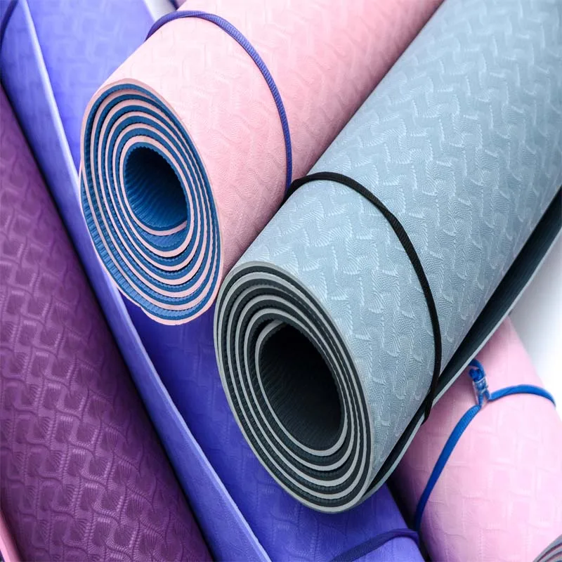 

1830*610*10mm Wholesale Fitness Double Sided Custom Logo PE Yoga Mat Cheap Thick Fitness Travel Exercise Yoga Mat, Pink+grey,purplr+pink,green+black,or