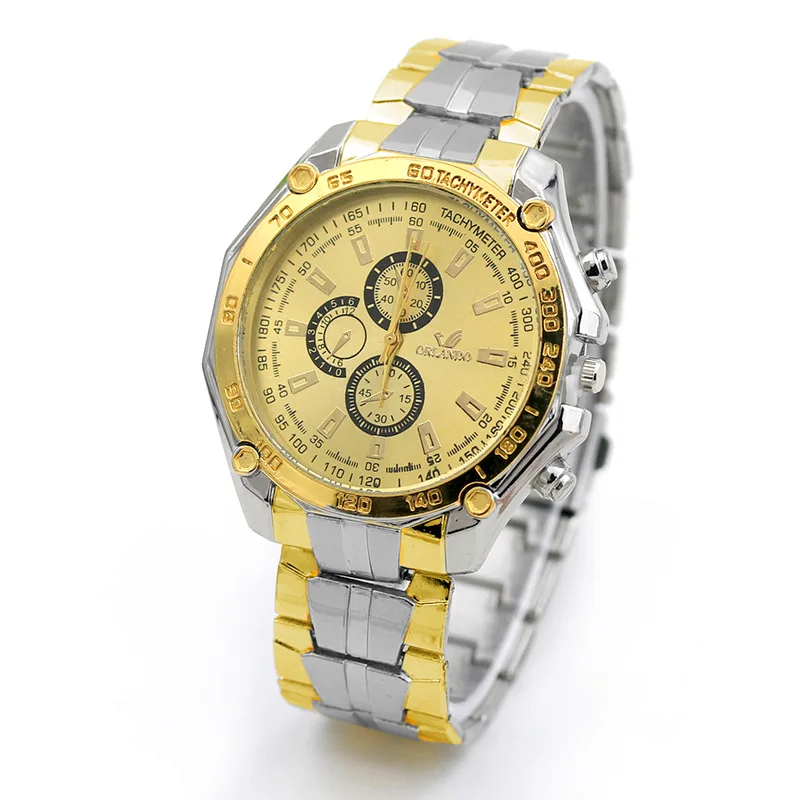 

Luxury big gold men's wristwatches quartz watches wholesale, As pic