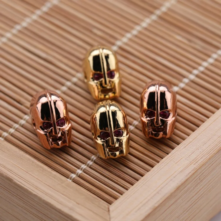 

Wholesale 12mm Women Fashion Accessories Gold Plated Skull Design DIY Beads for Jewelry Bracelet Necklace Making
