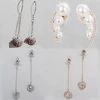 2019 SWA Gradient Gemstone Spherical Rose Gold Pearl Fringe Perforated Hoop Long Earring Adds A Feminine Elegance To Any Outfit