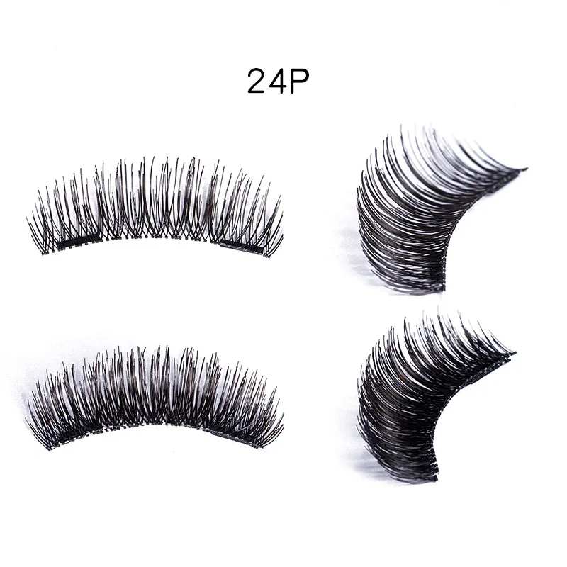 

2 magnets natural style false eyelashes handmade 3D magnetic eyelashes NO Eyeliner No Glue