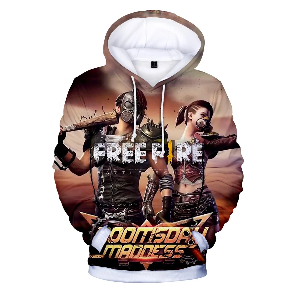 
2020 New design top sale 3d printed free fire hoodie Wholesale stock no moq 3d hoodie printed in game of free fire  (62348115191)