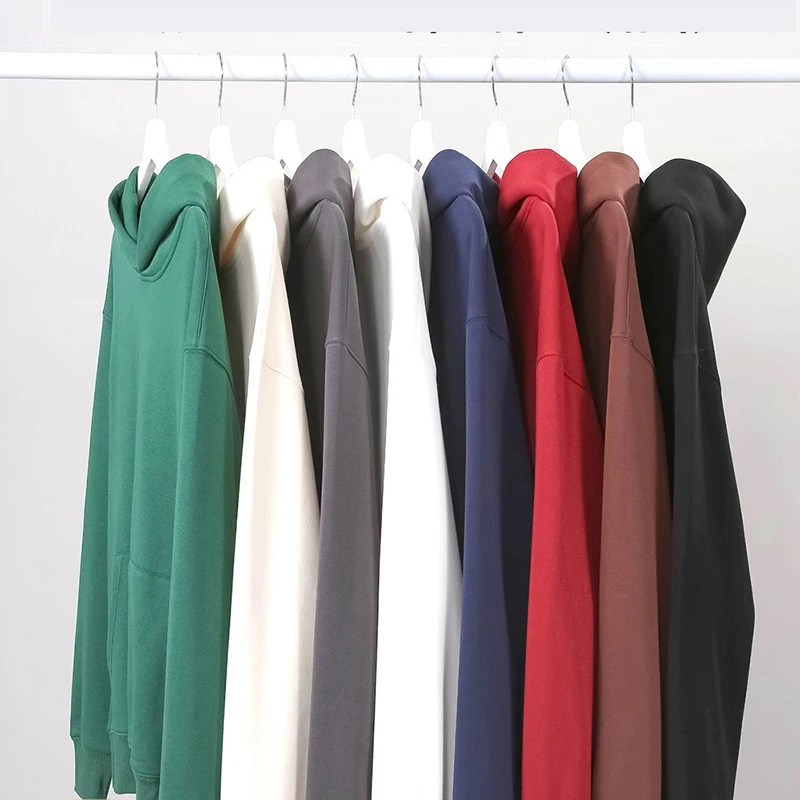 High Quality 500gsm 100% Cotton Heavyweight French Terry Pullover Drop Shoulder Oversized Autumn Plain Dyed Men Hoodies