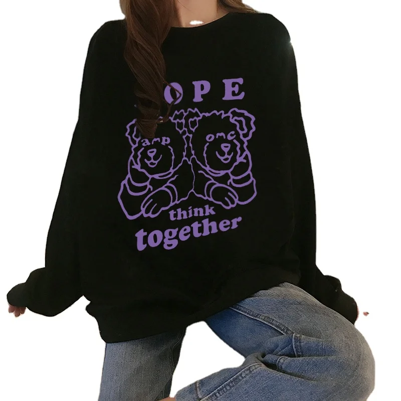 

Autumn Korean Cartoon Sweater Female Thin Student Crew Neck Long Sleeve Top Female