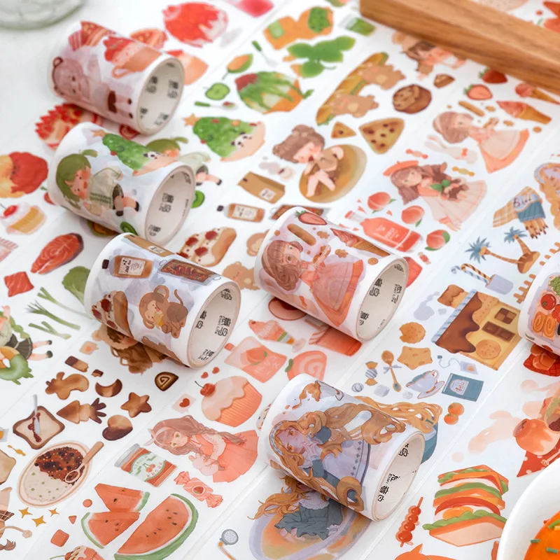 

2M per Roll Mini Cute Food Dessert Paper Tape Hand Account DIY Stickers Tape Scrapbooking Label Album Diary Sticker